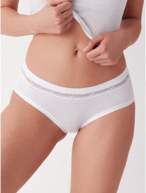 Set 2 perechi chiloti clasici bumbac cu talia joasa si dantela Cotonella GD168 0002