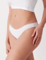 Set 3 perechi chiloti brazilieni bumbac cu talia joasa si dantela Cotonella GD292 0003