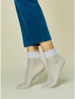 Sosete scurte azur cu dantela Fiore Soft Pop 20 den