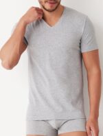 Tricou bumbac barbati cu decolteu in V Cotonella AU297 0001