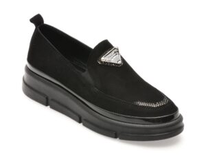 Pantofi IMAGE negri, 387392, din piele intoarsa