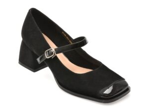 Pantofi EPICA negri, 1F7096, din piele intoarsa